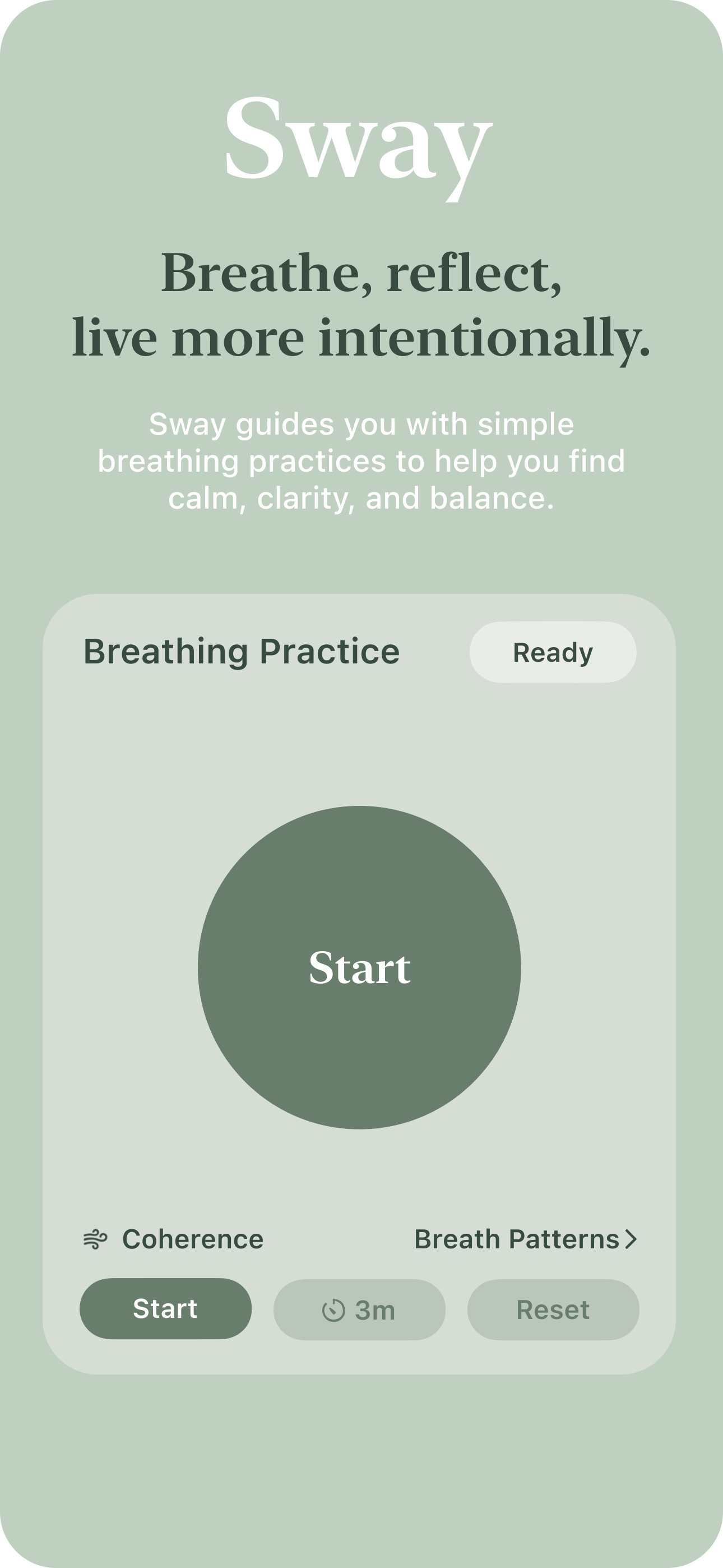 Sway app screenshot showing the home experience